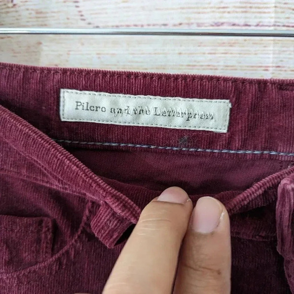 Pilcro & The Letterpress Serif Size 27 Slim St Leg Corduroy Maroon Pants Jeans - Picture 5 of 11